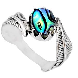Sterling Silver Ring Genuine Abalone Paua Seashell
